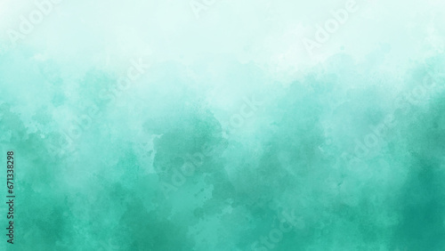 ターコイズブルー、緑の水彩背景