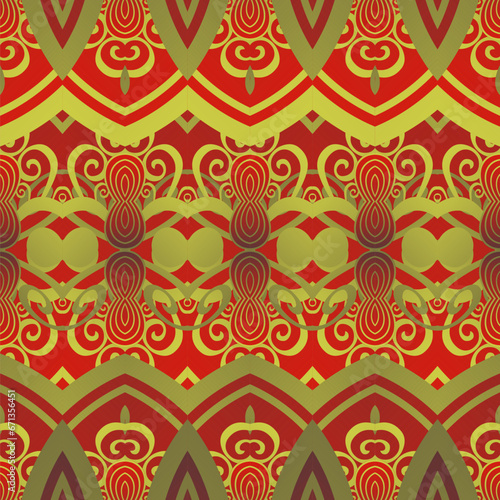 Seamless textured abstract background in red with golden brown lines