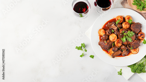 Beef Bourguignon ,Tender beef stewed with red wine Food blogger Food Photographs.