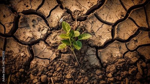 A close up of a plant with red leaves in the middle of the soil