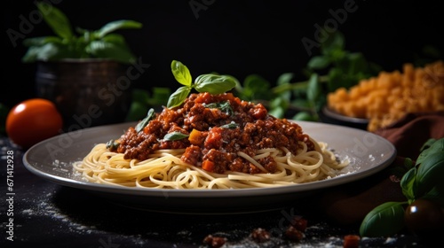 Vegan pasta bolognese with lentils
