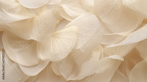 Nature abstract of flower petals, beige transparent leaves with natural texture as natural background or wallpaper. Macro texture, neutral color aesthetic photo with veins of leaf, botanical design.
