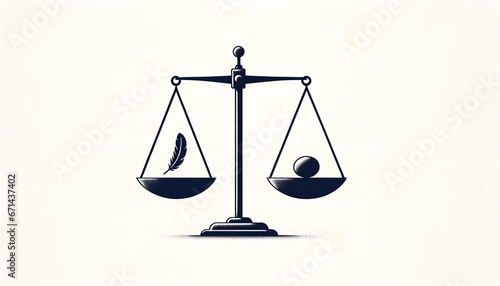 Equilibrium of Existence - Featuring a balance scale in perfect harmony, holding a feather and a pebble, conveying that despite physical differences, all elements have equal importance in life