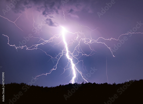 Lightning in the night sky , electricity, thunderstorm, beautiful