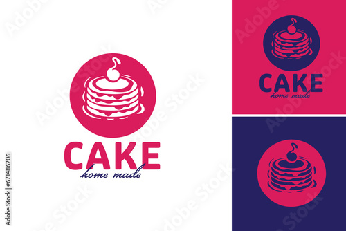 The "cake home made logo" is a design asset suitable for a homemade cake business or bakery to create a unique and personalized logo.