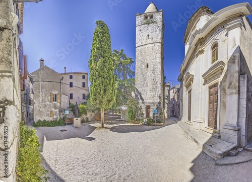 Scene from historical medieval town Bale on Croatian peninsula Istria