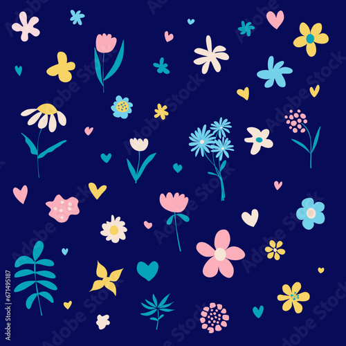 simple vector illustration variuous flowers