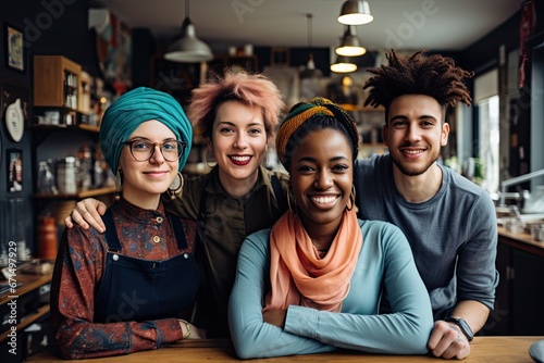group of hipster queer diverse young people at work