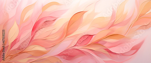 Ilustracion hojas acuarela rosa amarillo oro - Fondo abstracto tinta pintura formas plantas