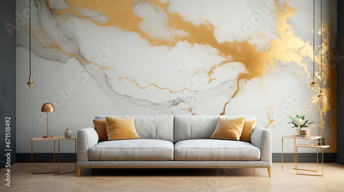 Salon blanco decorado - sofa comedor sala de estar - Decoracion oro marmol 