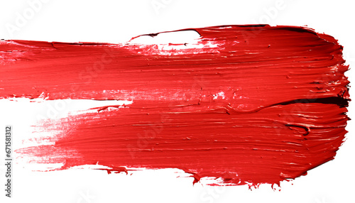 A blob of red paint on a white background.