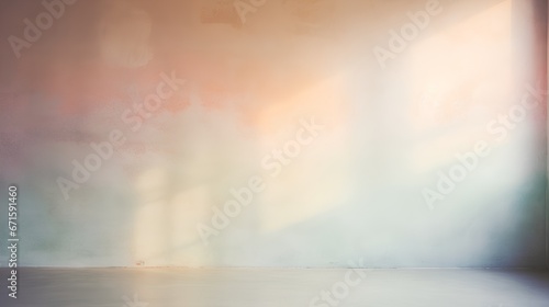 Painting of light reflection on empty wall. Watercolor pastel colors aesthetic minimalism background with neutral style. Empty wall with color gradients as elegant and simple backdrop