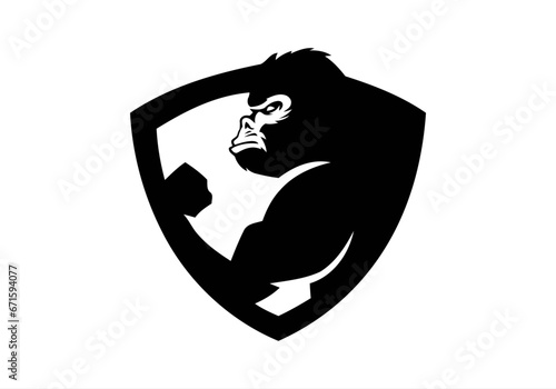 angry, animal, ape, boss, bow tie, cigar, cigarette, club, fitness, gaming, gorilla, gorilla head, gym, icon, illustration, King Kong, logo, mascot, monkey, muscle, pipe, power, silverback, smoke,