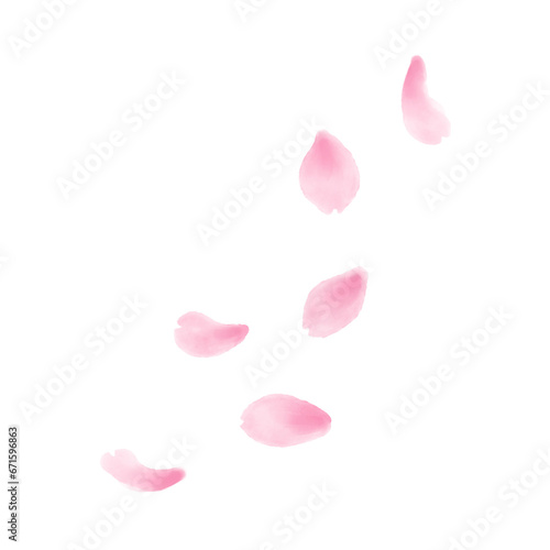 水彩で描いた桜の花びら