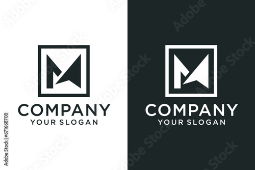 m flat logo template letter M arrow logo Unique modern creative elegant logotype