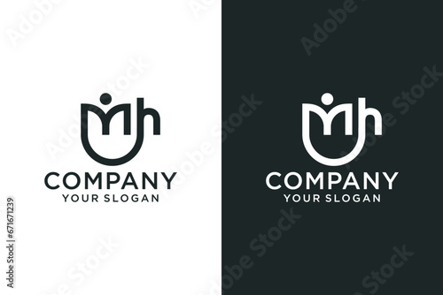 initial letter m h wave logo vector icon, for community or business