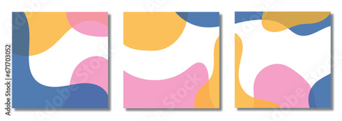 set of colorful banners. abstract liquid poster, pink and yellow background with blob shapes, modern abstract trendy design for cards, invitation, branding, banner, cover. Poster organic shapes 