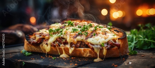 Cheese grilled on outdoor market in Gdansk Poland a travel destination with traditional Polish cuisine at a food fair