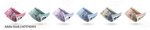Different denominations of Jamaican dollar notes. 3d illustration