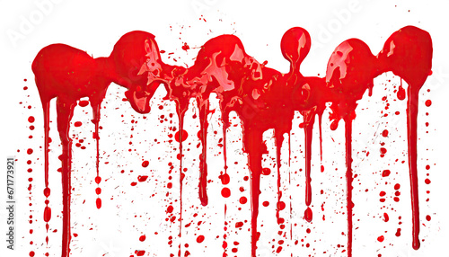 red paint splashes with drops, splash or spray. Ink, ketchup, blood or oil droplets, red and reflective. Top and sideview ketchup. 