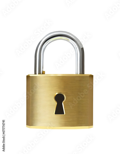  black and gold metallic padlock, locks isolated on a transparent background. PNG, cutout, or clipping path. 