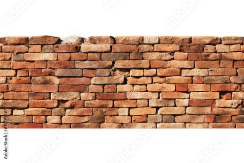 red brick wall and fence, isolated on a transparent background. PNG, cutout, or clipping path. 