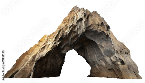 Big empty rock cave with entrance isolated on transparent background . PNG, cutout, or clipping path. 