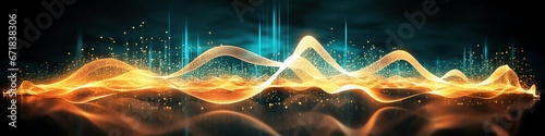 gold green and black digital wave technology background wallpaper concept, motion texture cyber network elements