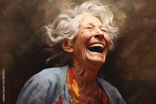Elderly person smiling portrait using generative AI