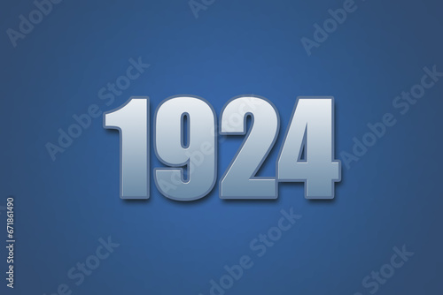 Year 1924 numeric typography text design on gradient color background. 1924 calendar year design.