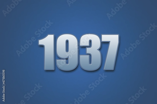 Year 1937 numeric typography text design on gradient color background. 1937 calendar year design.