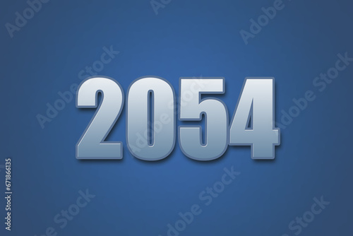 Year 2054 numeric typography text design on gradient color background. 2054 calendar year design.