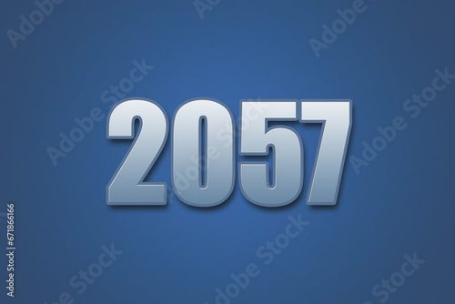 Year 2057 numeric typography text design on gradient color background. 2057 calendar year design.