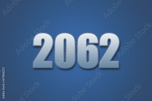 Year 2062 numeric typography text design on gradient color background. 2062 calendar year design.