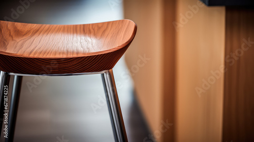 Modern contemporary kitchen stool. Commercial photo of high bar stool stool for kitchen or restaurant bar. 