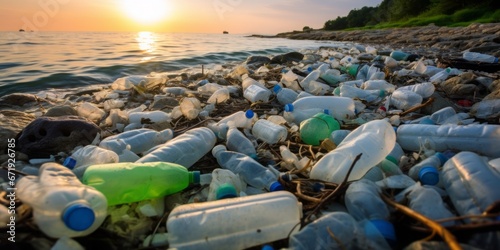 An Environmental Catastrophe as a Beach Overflows with Plastic Waste, Resulting in Fish Deaths, PFC and PFAS Pollution, Amidst Man-Made Crisis, Global Warming, and Algae Blooms