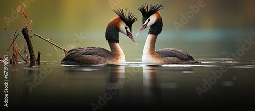 During the spring season in Europe particularly in Italy one can witness the captivating courtship spectacle of the magnificent great crested grebe in various lakes and ponds