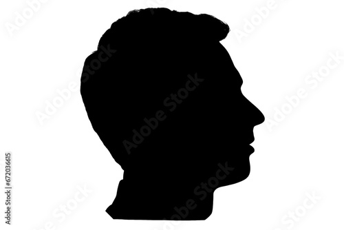 Digital png silhouette of profile of male head on transparent background