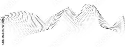 Abstract halftone flowing wavy colorful gradient dots shape isolated on transparent background. Digital future technology concept. Design for web design, music, cover, technology, science, data