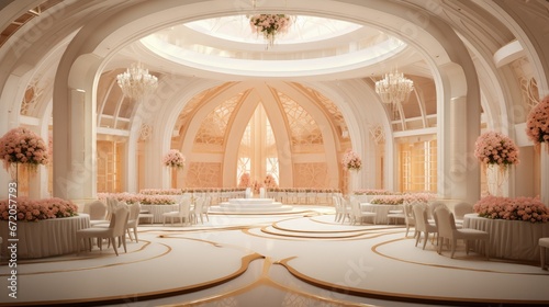 Wedding hall with decoration.