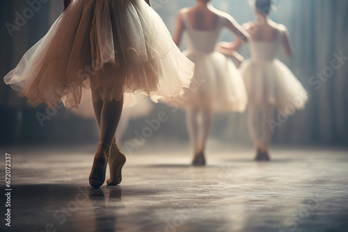 closeup shot of a ballet dancer's feet, dancing on toes