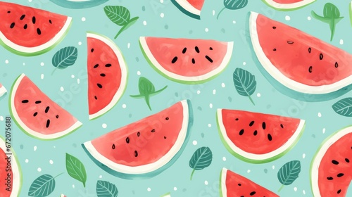 Watermelon pattern background, AI generated Image