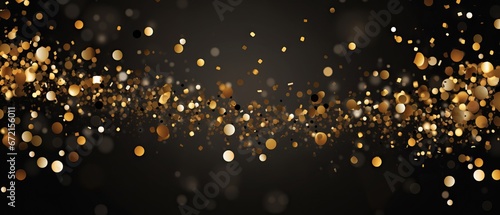 Golden glitter and confetti festivity: elegant Christmas vector background on a black canvas