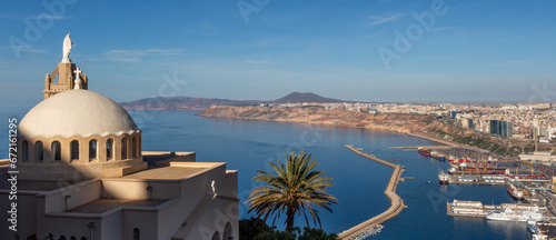 Panoramic view of Oran, Algeria, with the Santa Cruz chapel in the foreground.