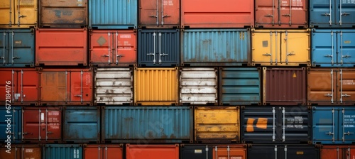 Container cargo pattern background. Generative AI technology.