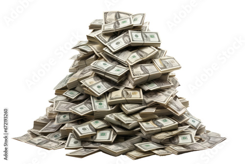 Stacks of Money Isolated On Transparent Background.