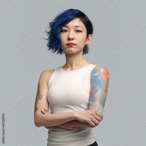 Projektantka przyszłości, UX/UI designer, Azjatka - portret - Designer of the future, UX/UI designer, Asian woman - portrait - AI Generated