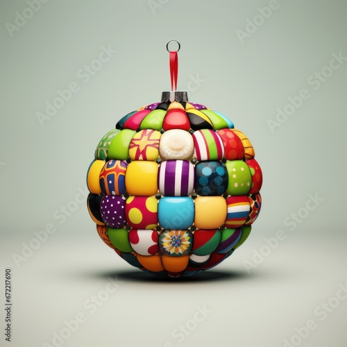 christmas ball in multi colors at the white background