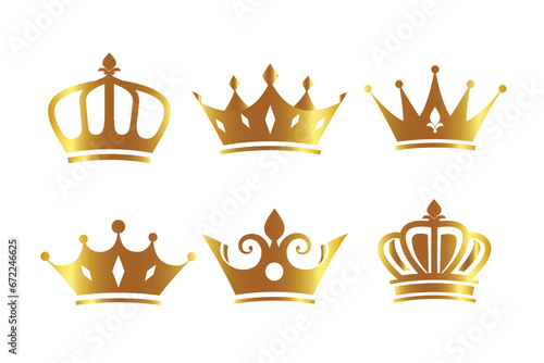 golden decorative king and queen crowns set