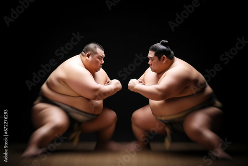 Two sumo wrestler ready to fight